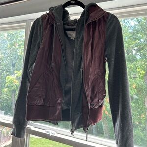 Jacket with build in leather vest